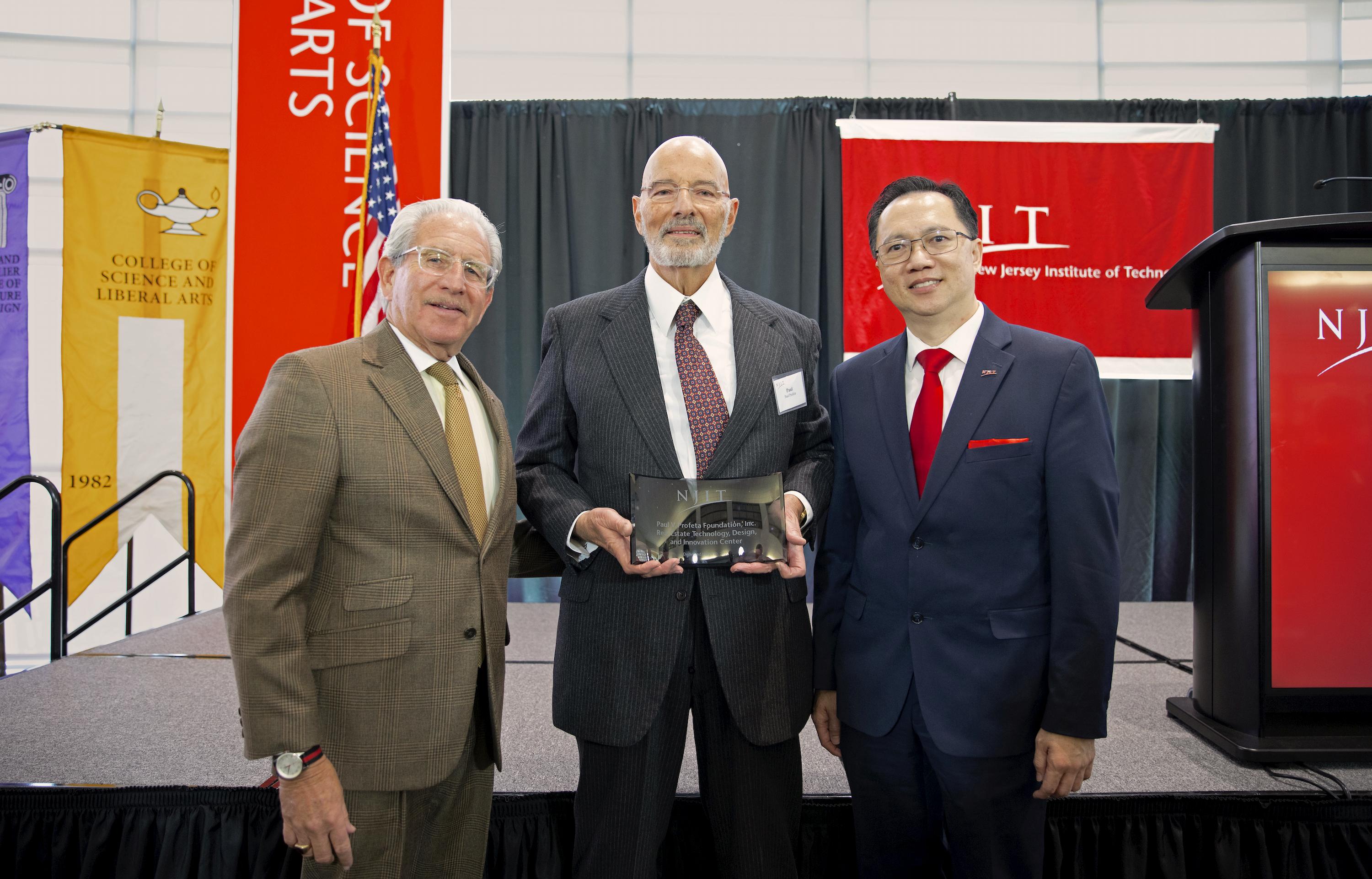 NJIT President Joel S. Bloom, Paul Profeta and President-Elect Teik Lim.