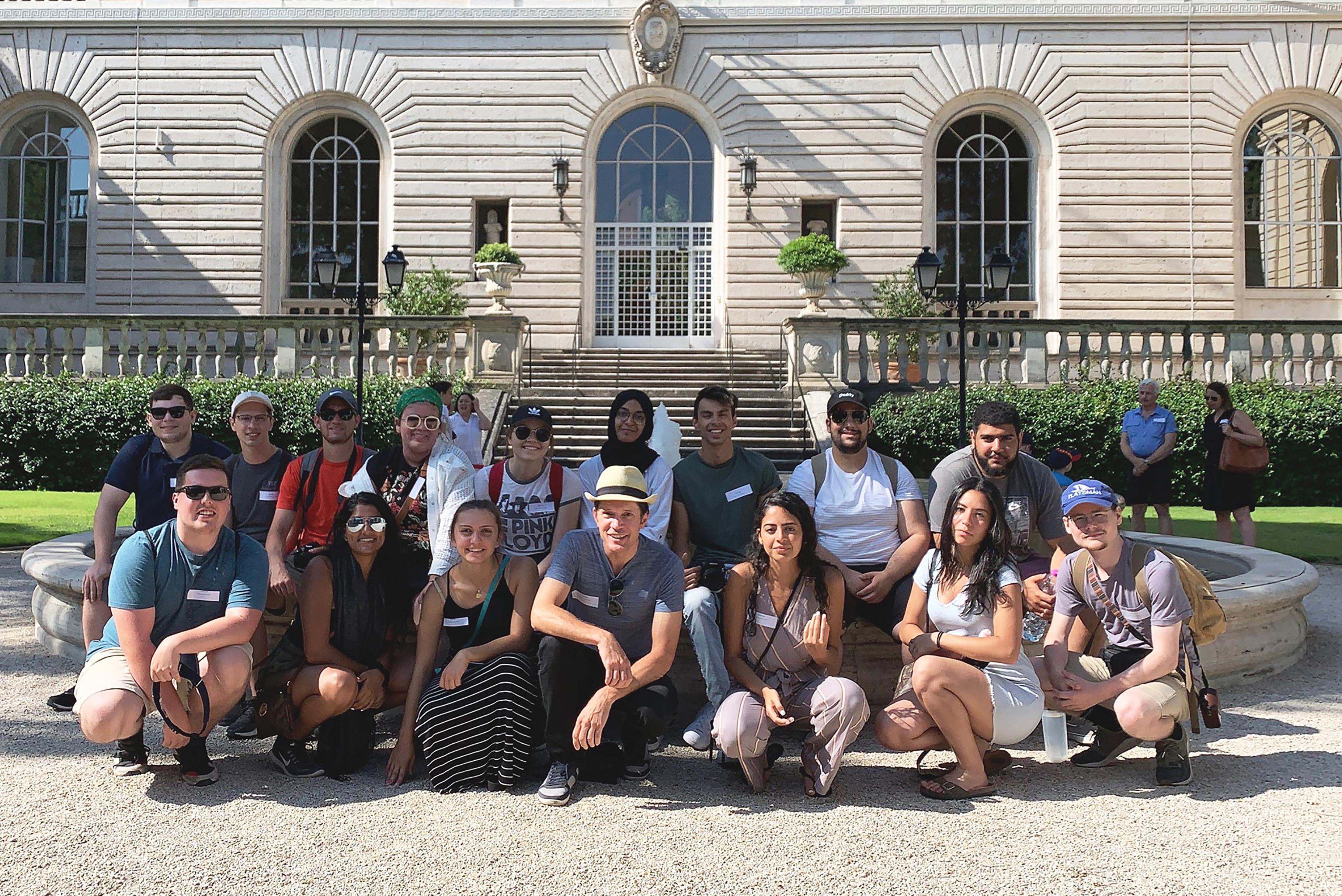 Riether with students in Rome, Italy