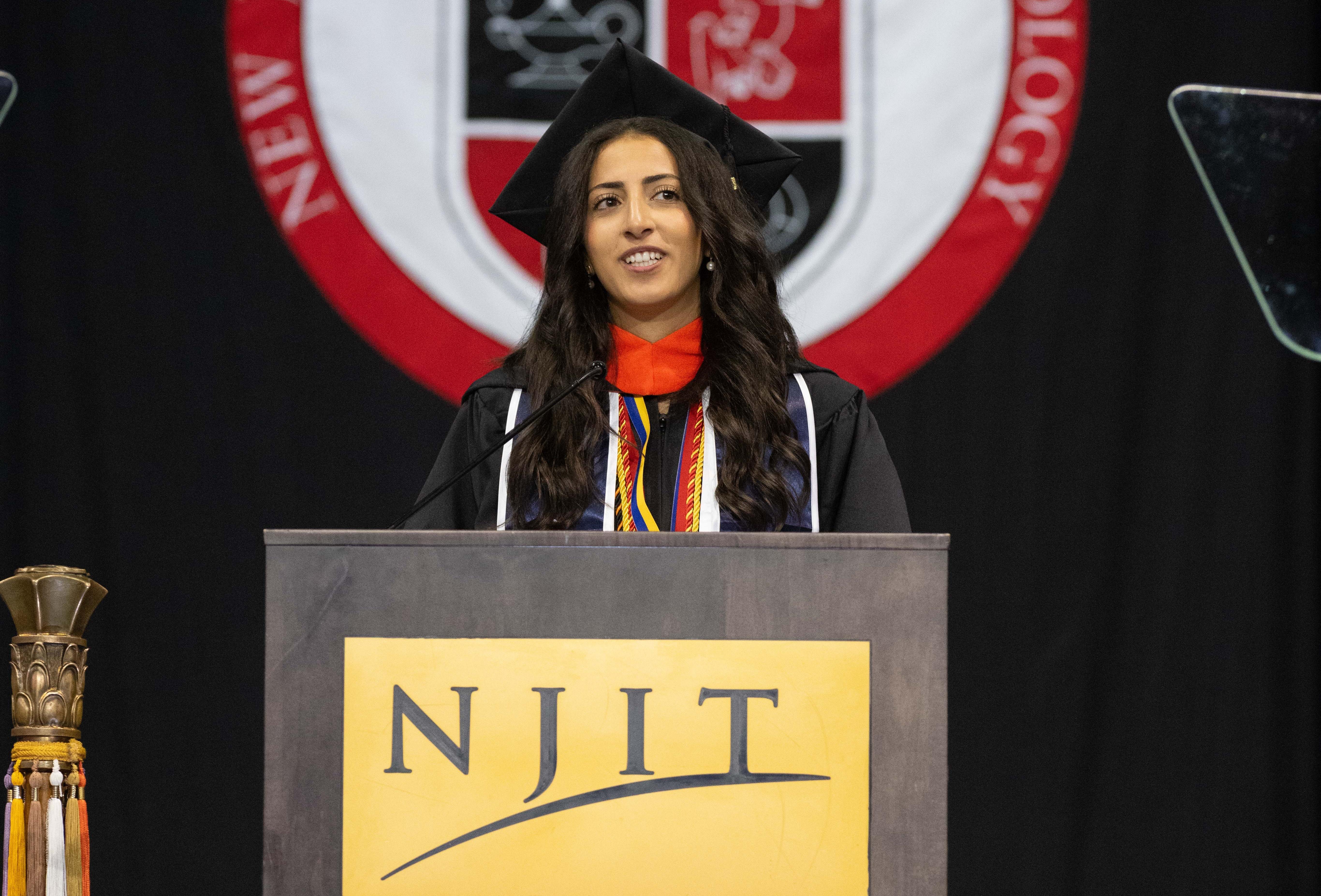 Student speaker Lauren Azer majored in biomedical engineering.