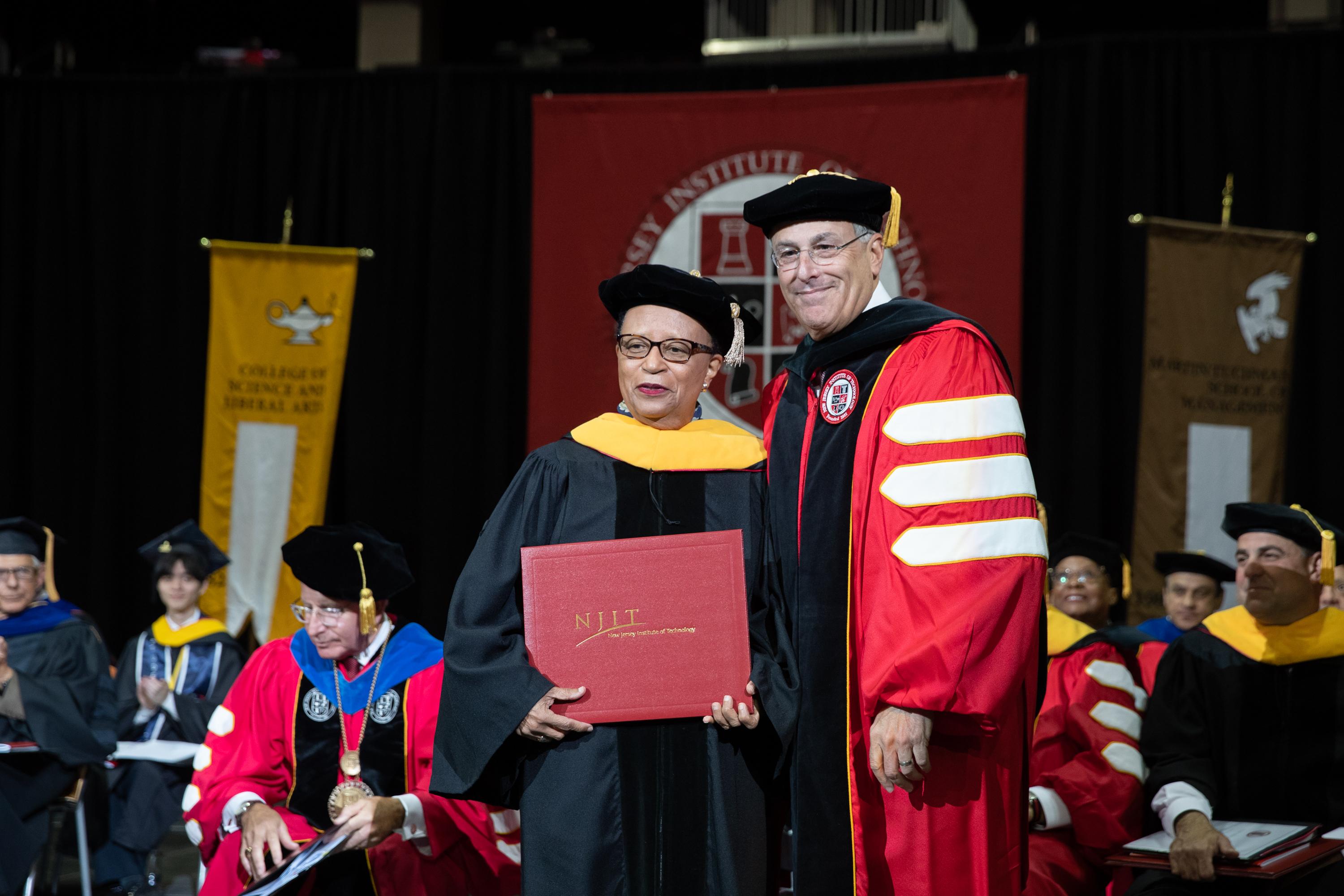 Keynote speaker Shirley Ann Jackson and NJIT Board of Trustees Chair Robert Cohen 