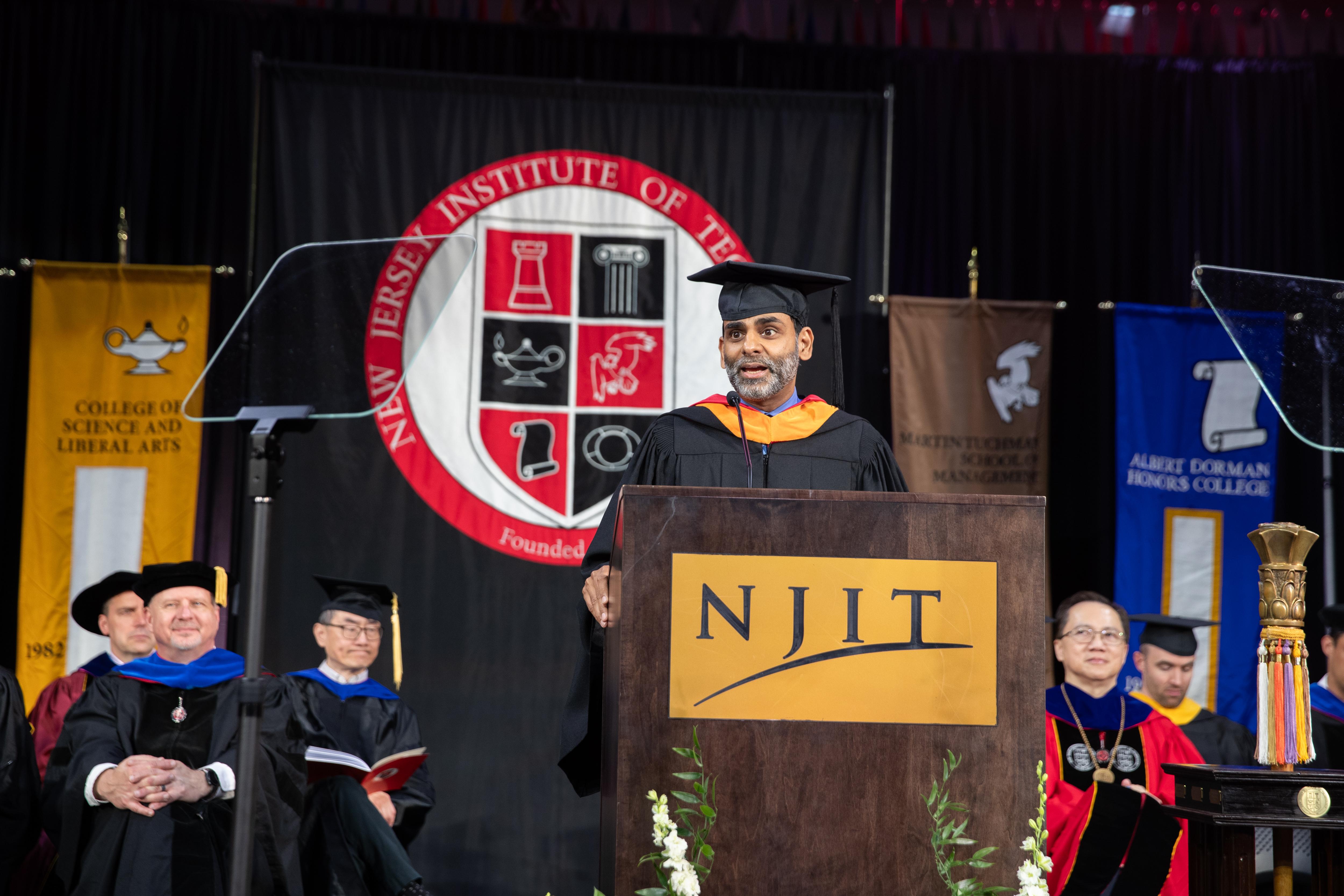 Saini speaks to Ying Wu College of Computing graduates in his keynote address