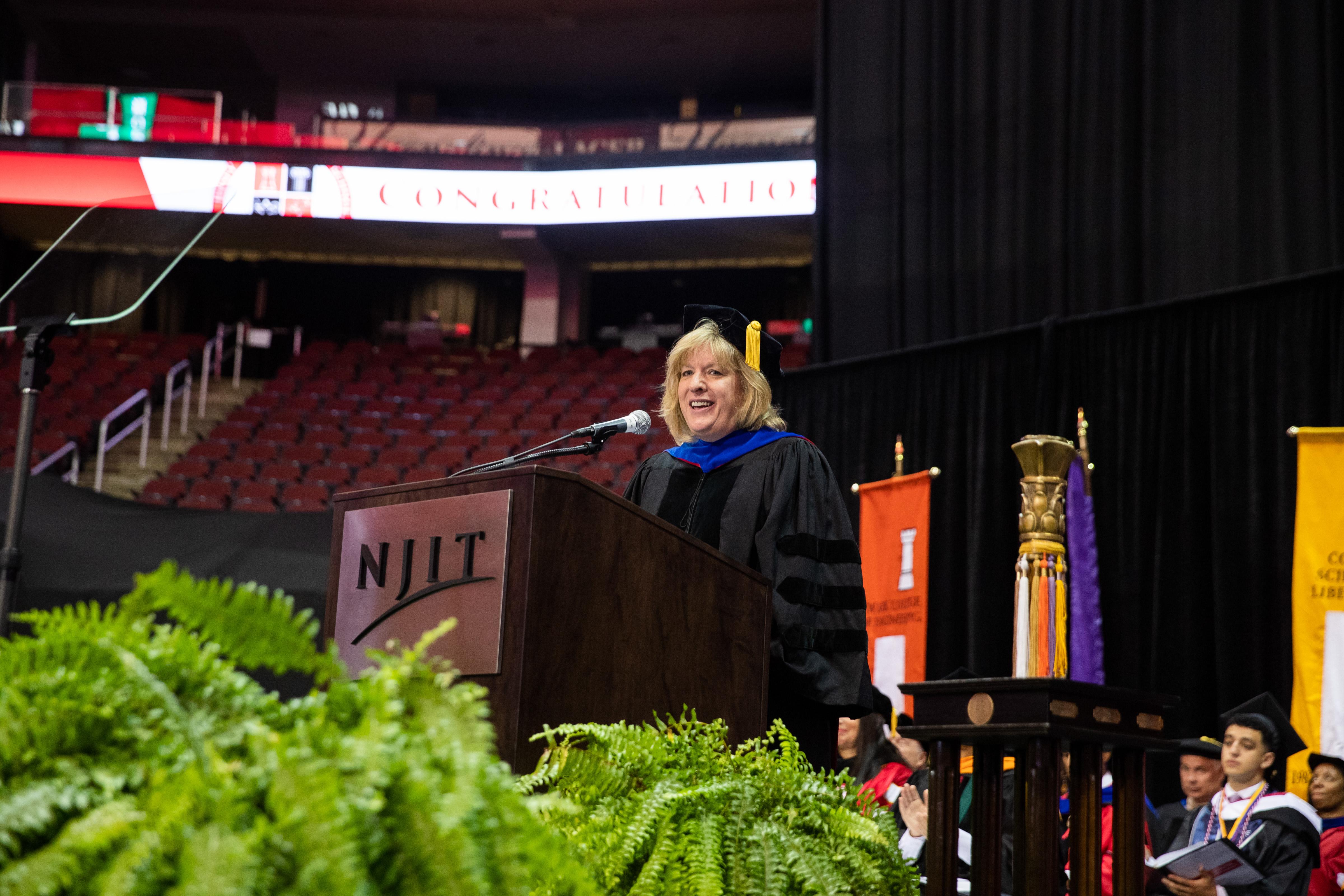 Keynote speaker Kim Hanemann of PSE&G also received an honorary degree.