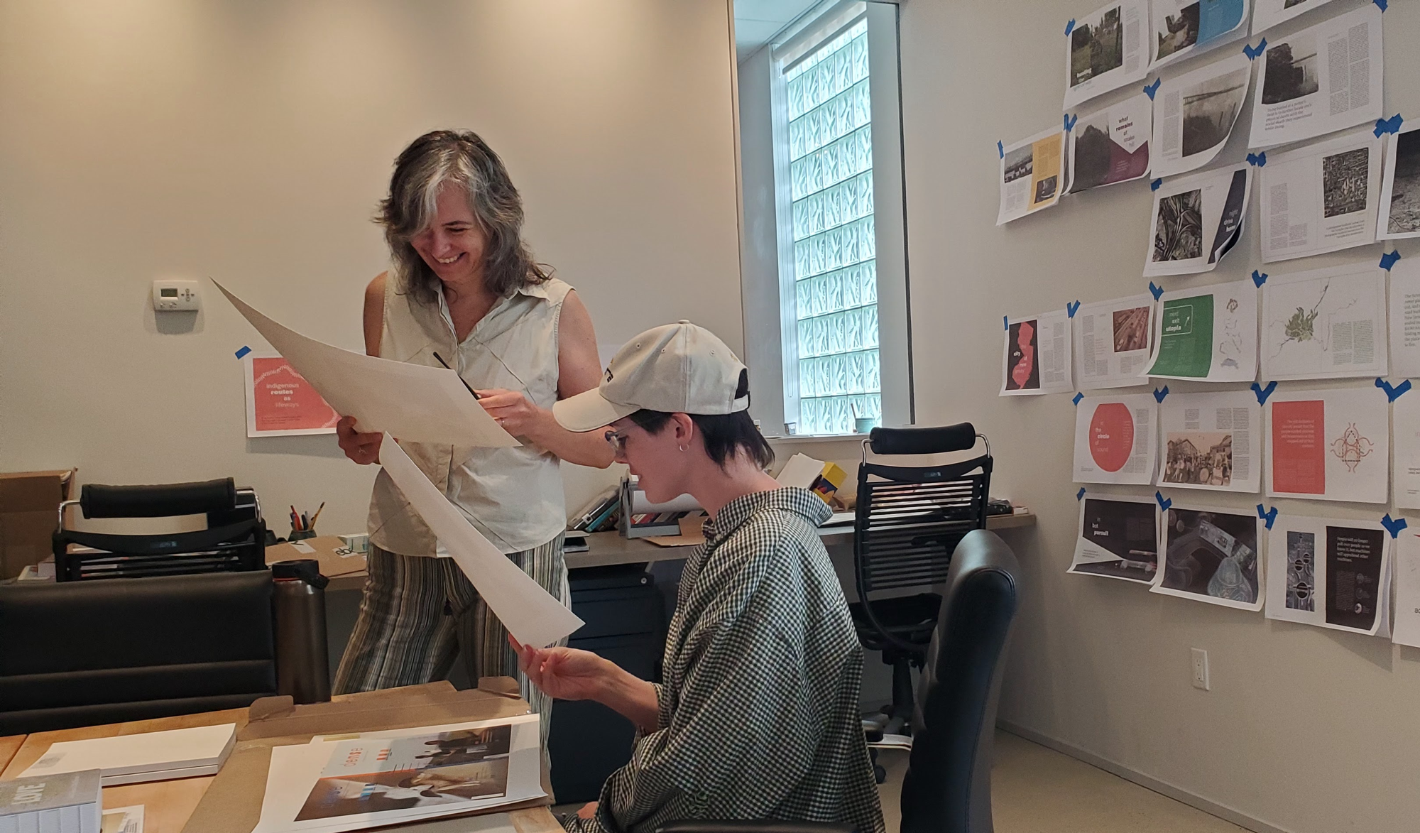 Cofounders Petia Morosov and Lune Ames review copy for DENSE Magazine's first issue.