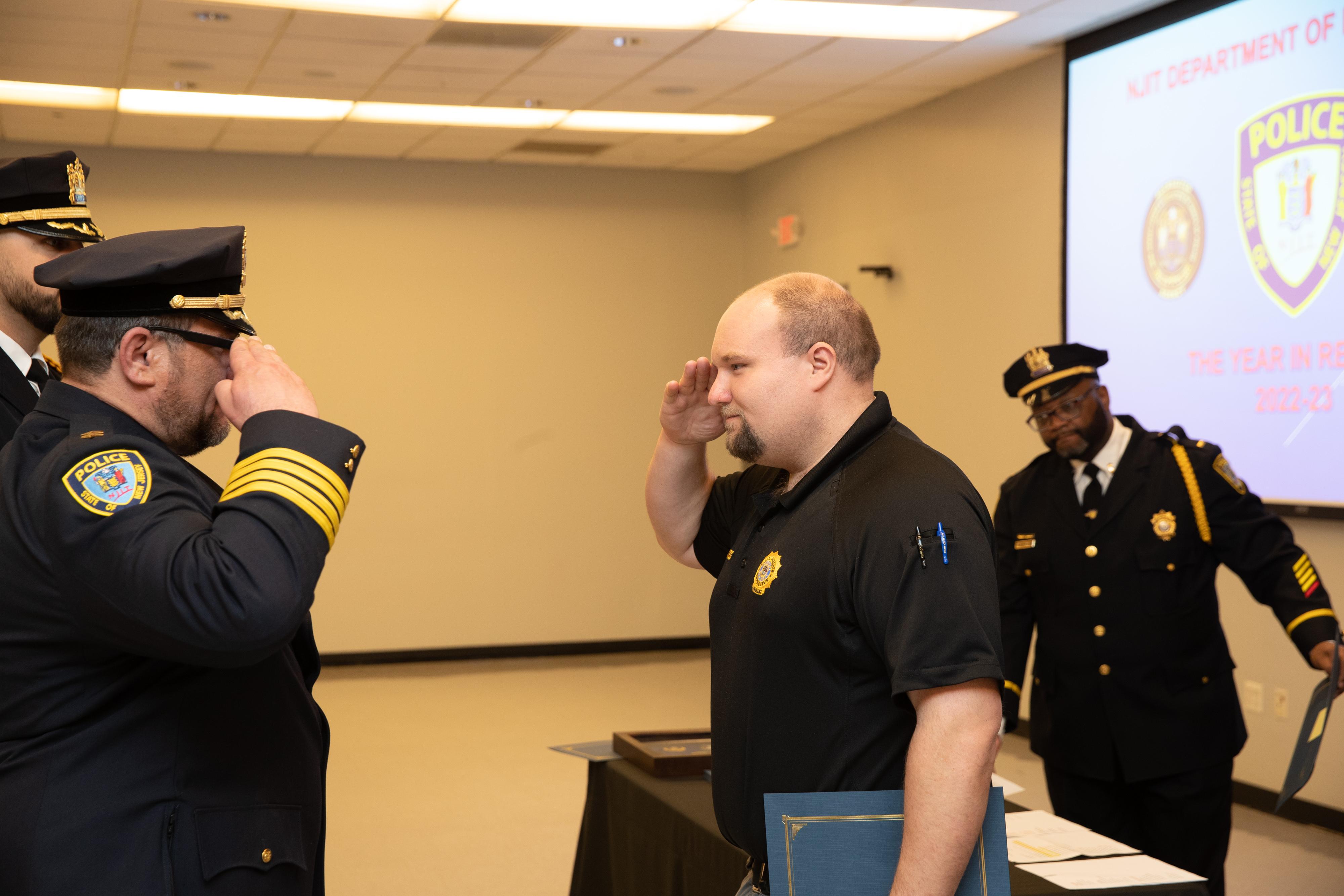 Sgt. Joseph Kruger (right) and Office Mike Capano (not pictured) earned the Medal of Honor after they ran into the Ramen Gami fire to rescue residents