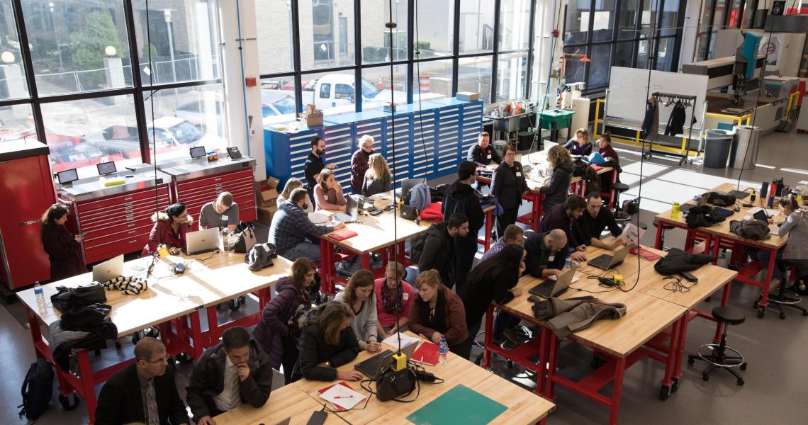 New Jersey educators attend a hands-on workshop at NJIT's Makerspace.