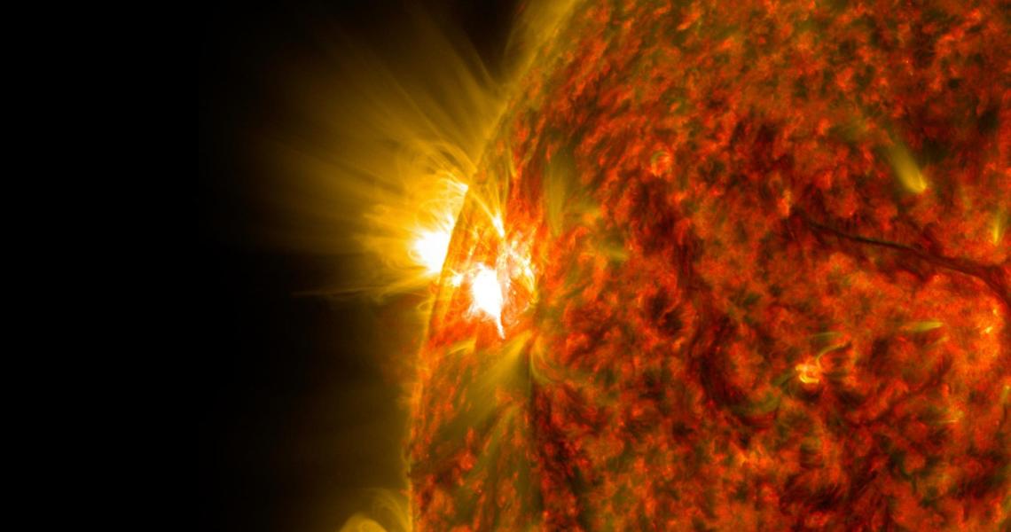 Explosive solar events such as flares and coronal mass ejections can disrupt terrestrial communications and power infrastructure in addition to other effects.