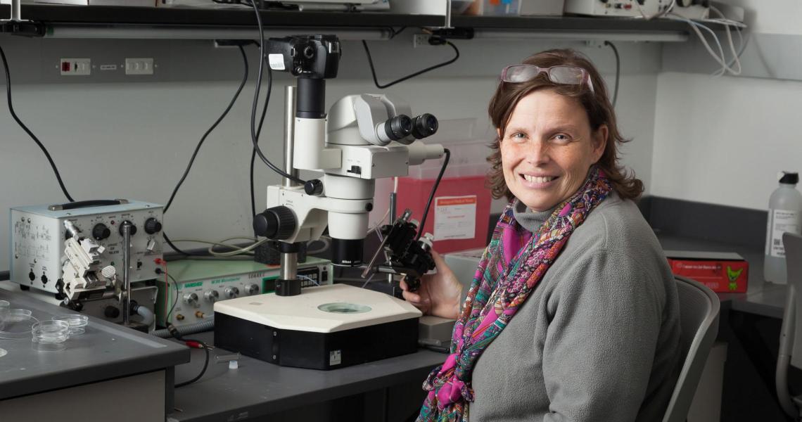 Assistant Professor Daphne Soares in her Central King Building lab