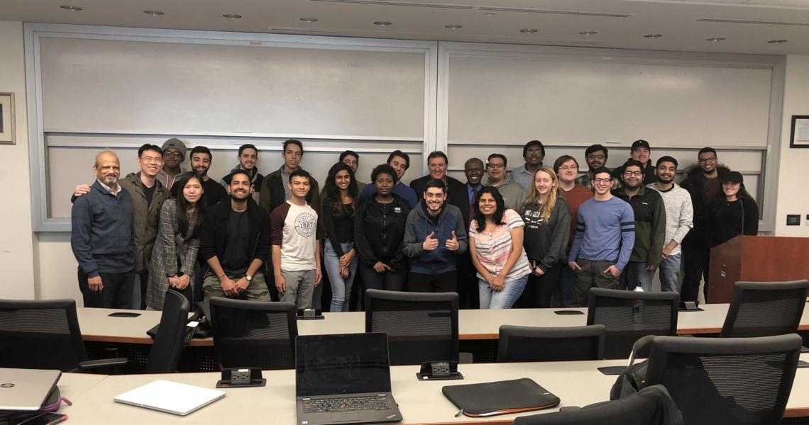 Instructors Zhenrui Cao and Weizhi Chen (front row, second and third from left, respectively) and MTSM faculty members Leon Vaks and Cheickna Sylla (back row, seventh and eighth from left, respectively) joined a happy group of students that had completed 