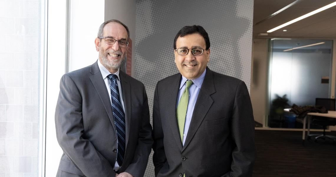 (From left) Martin Tuchman School of Management professors Michael Ehrlich and Rajiv Mehta
