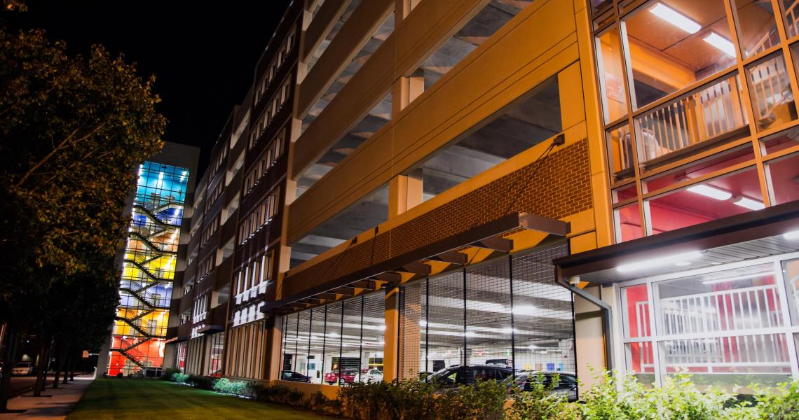 NJIT New Parking Deck at night