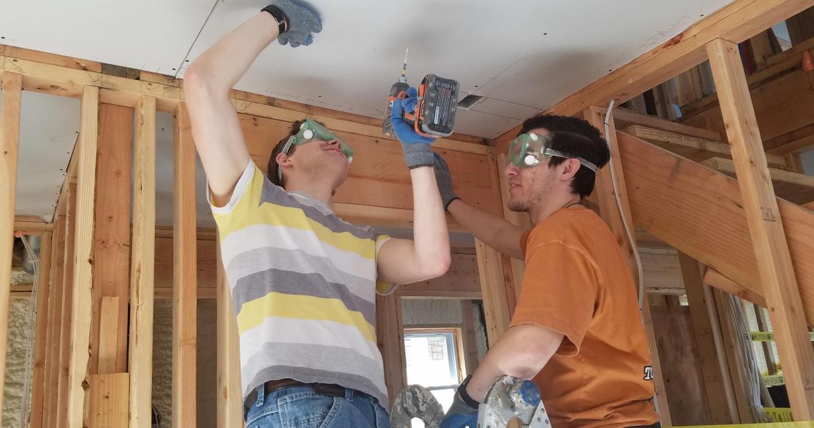 At this house in Bayville, N.J., NJIT students participate in the Sandy Rebuild project in partnership with SBP, “a leader in disaster resilience and recovery.”