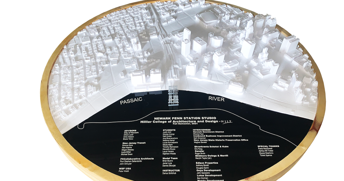 3D printed model of the Newark Penn Station and Environs
