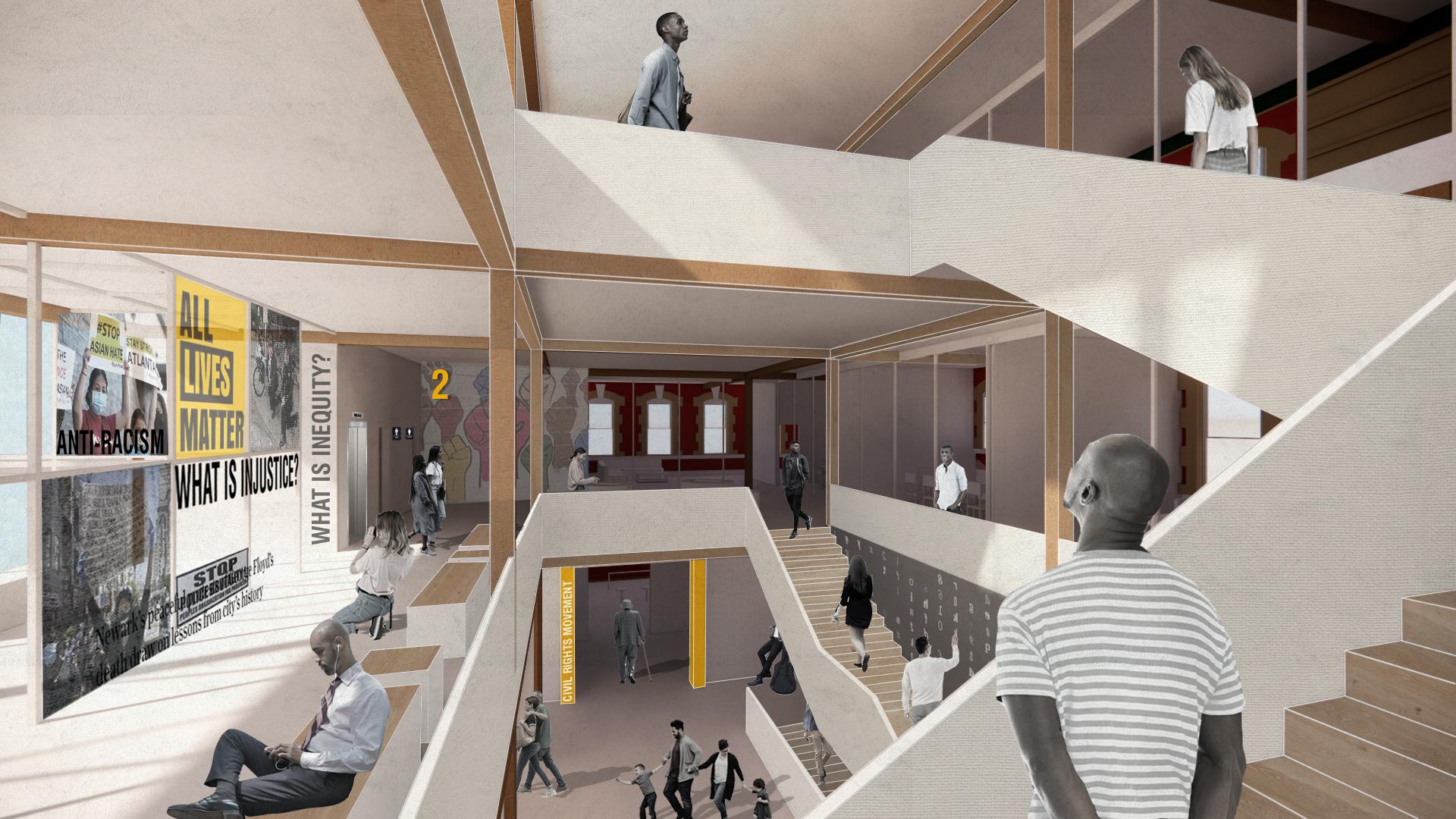 Jihye Son's interior design for the Newark Community Museum and Conflict Resolution Center